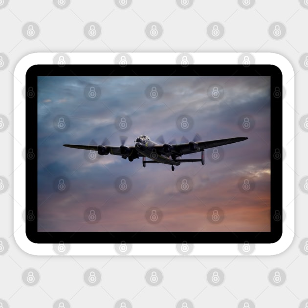 Avro Lancaster at Sunset Sticker by SteveHClark